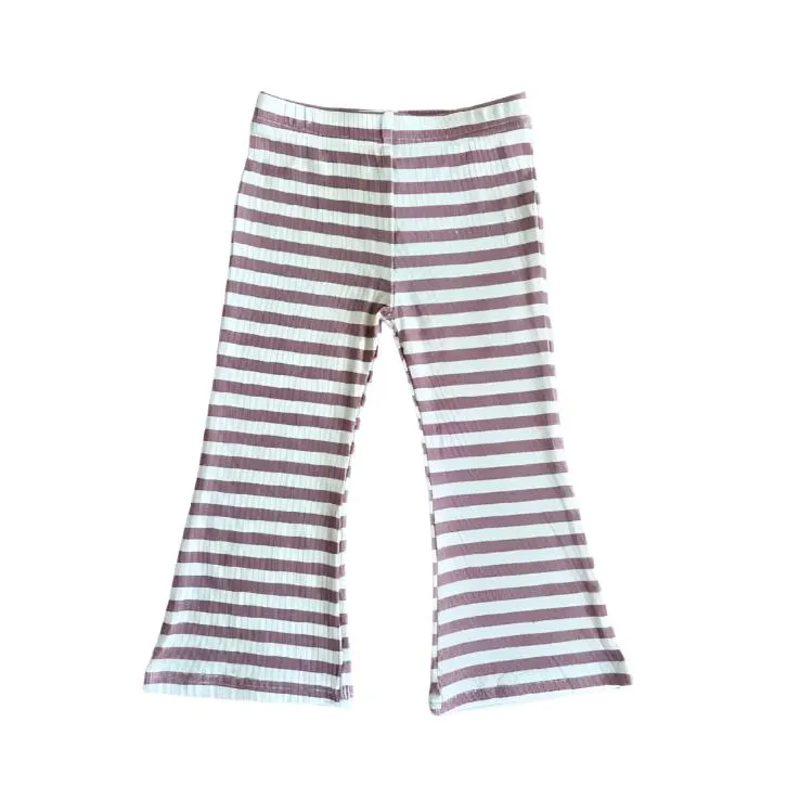 Mauve Stripe Girl's Flare Pants