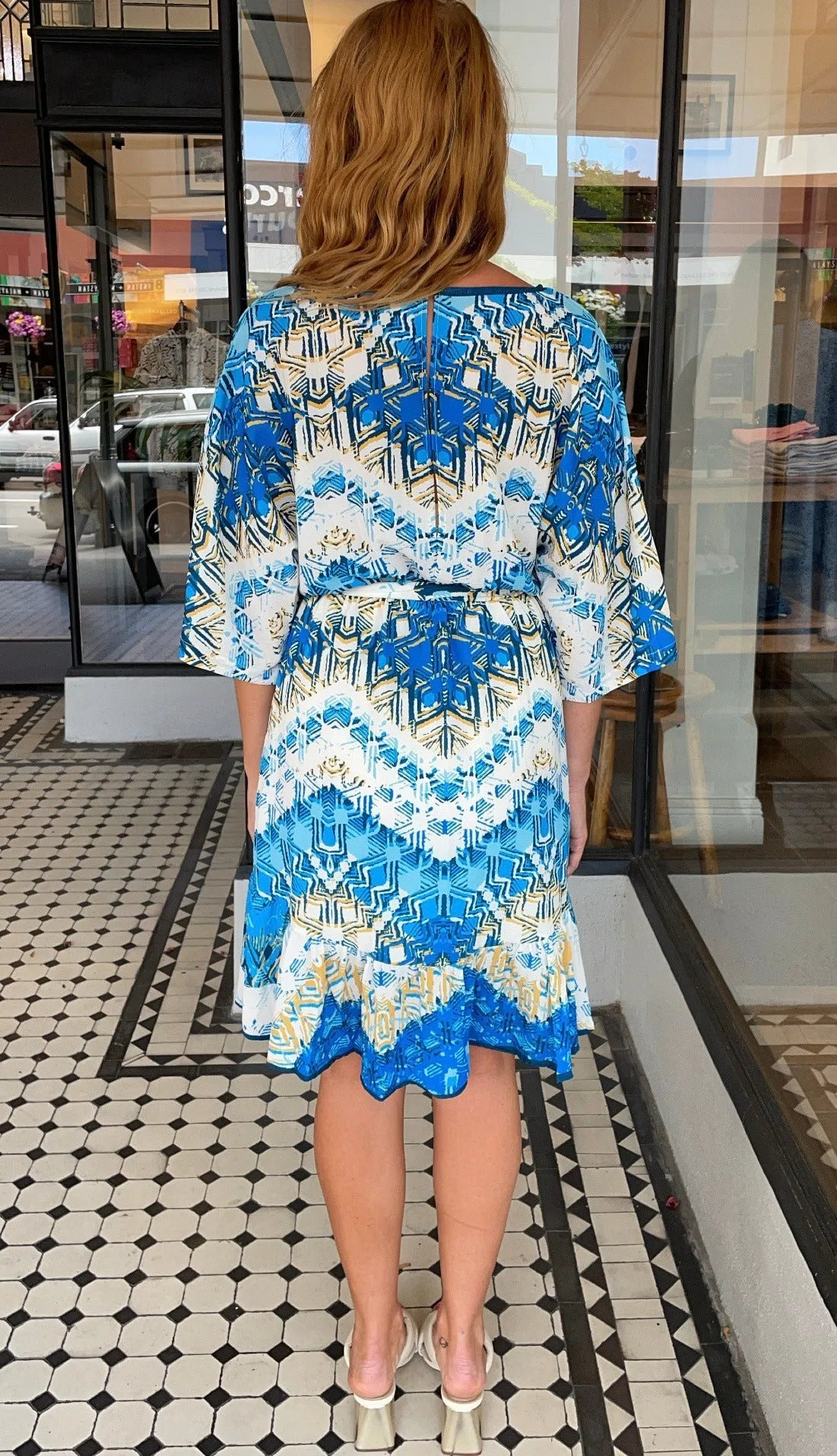 Mecca Aztec Dress Blue