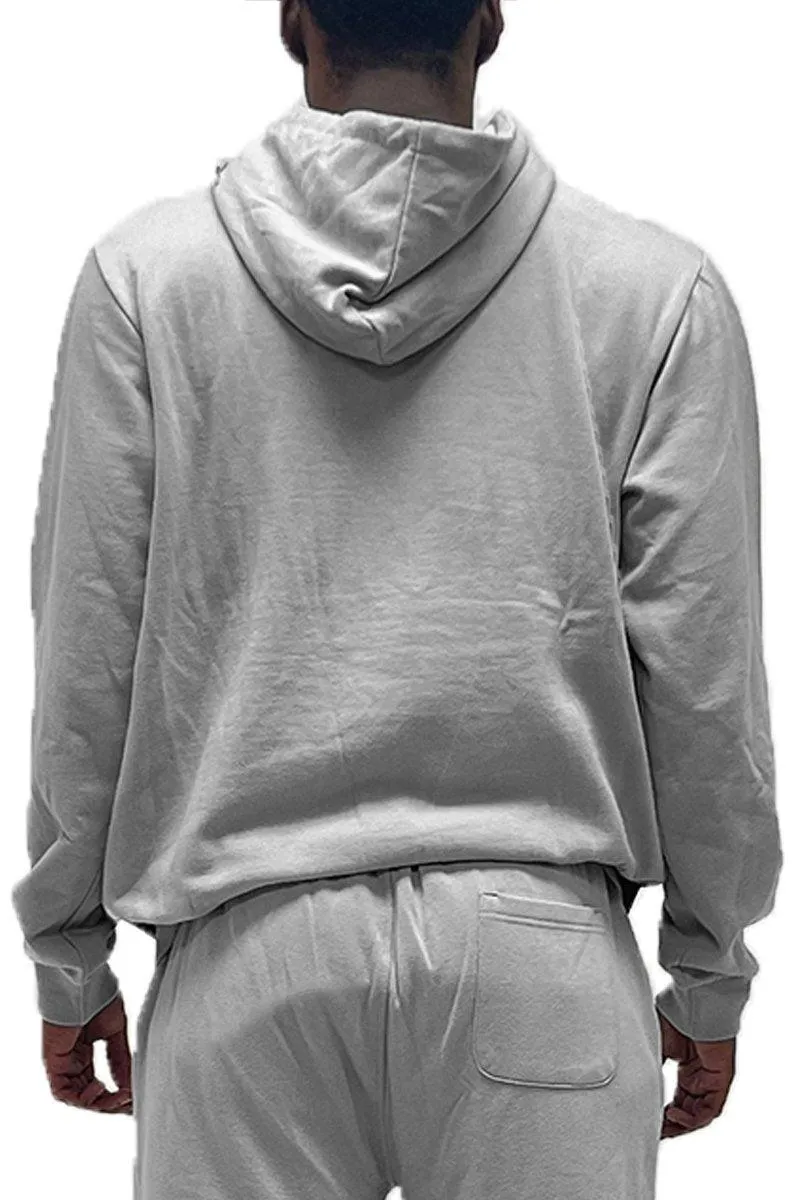 Mens Gray Black Color Block Pullover Hoodie