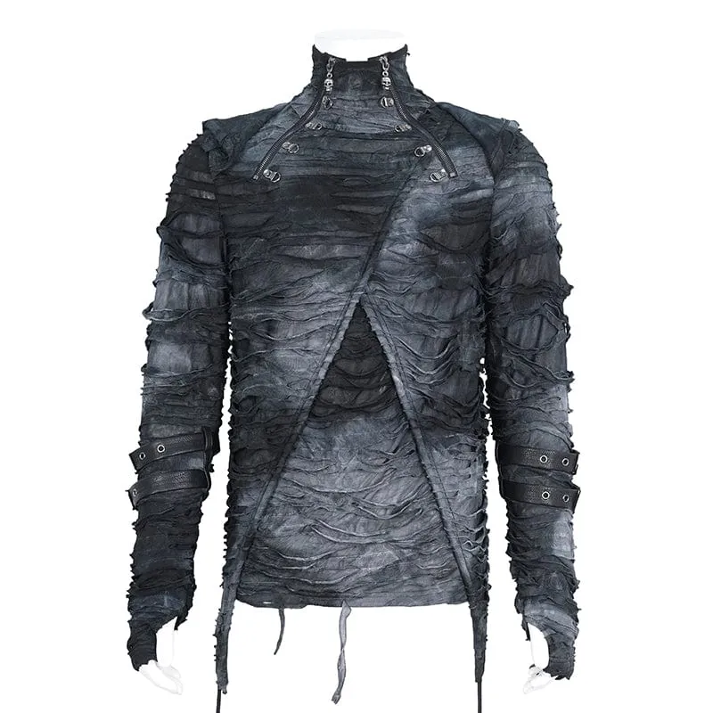 Men's Punk Tie-dyed Ripped Hoodies