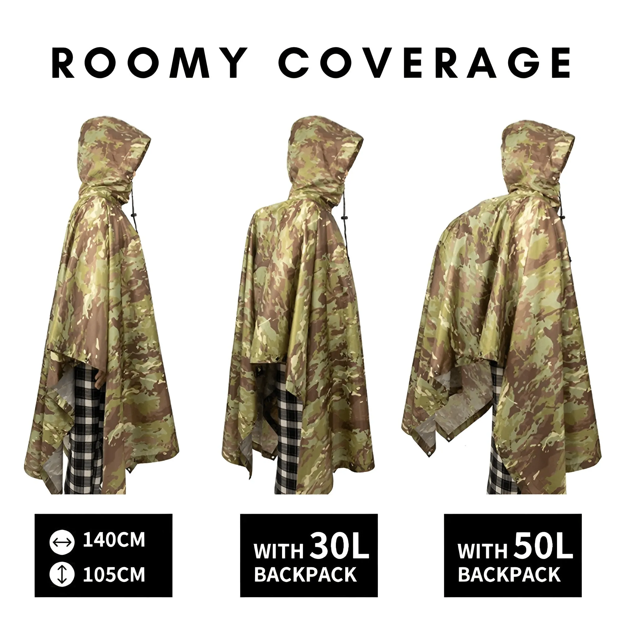 Military Impermeable Men's Camo Rain Poncho Waterproof Zipper Rain Coat Men's Raincoat Motorcycle Rain Poncho