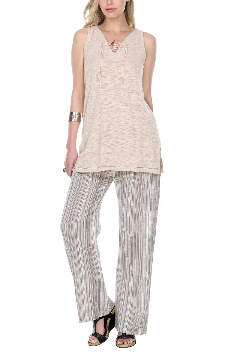 NATURAL Striped Lounging Pants