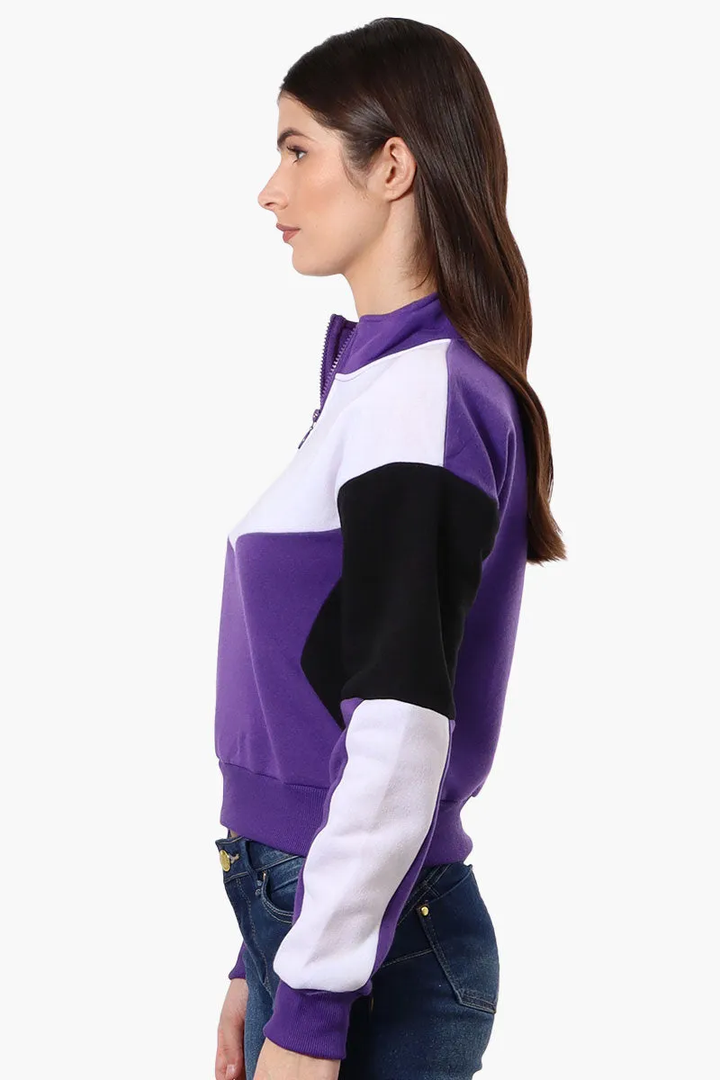 New Look Colour Block 1/4 Zip Sweatshirt - Purple