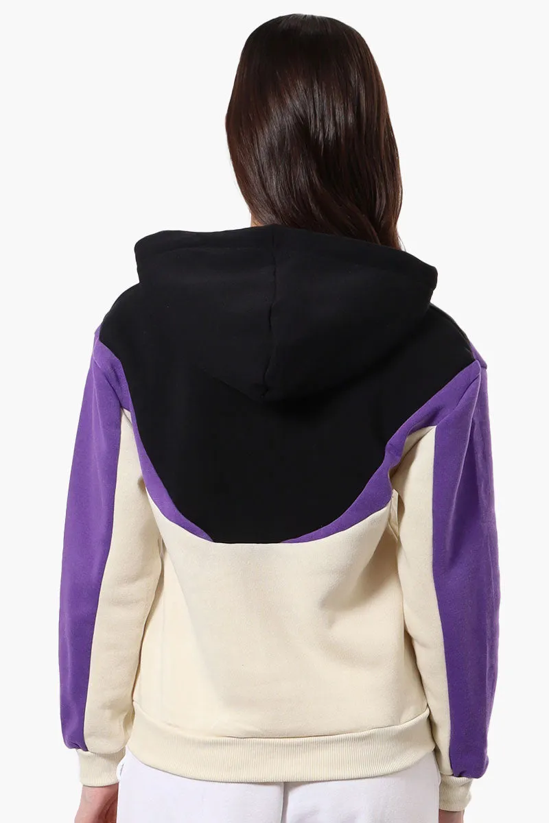 New Look Fleece Colour Block Hoodie - Black