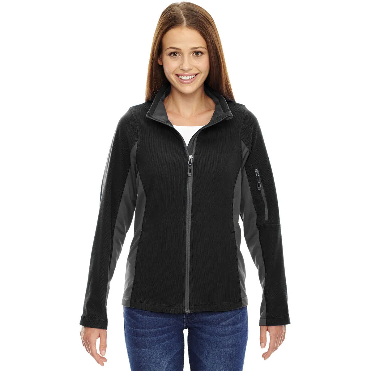 North End Women's Black Generate Textured Fleece Jacket