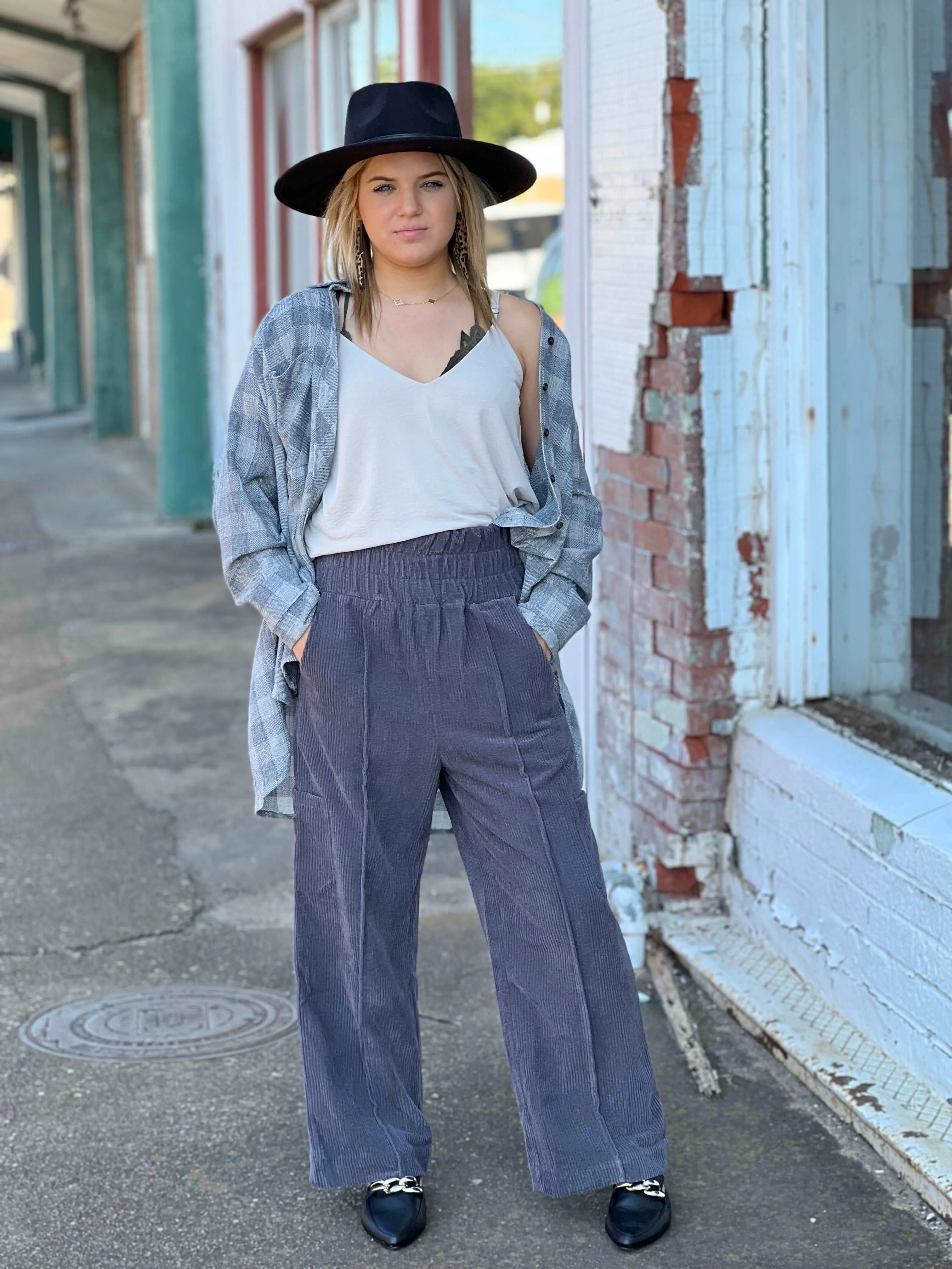 On the Go Corduroy Pants in Grey