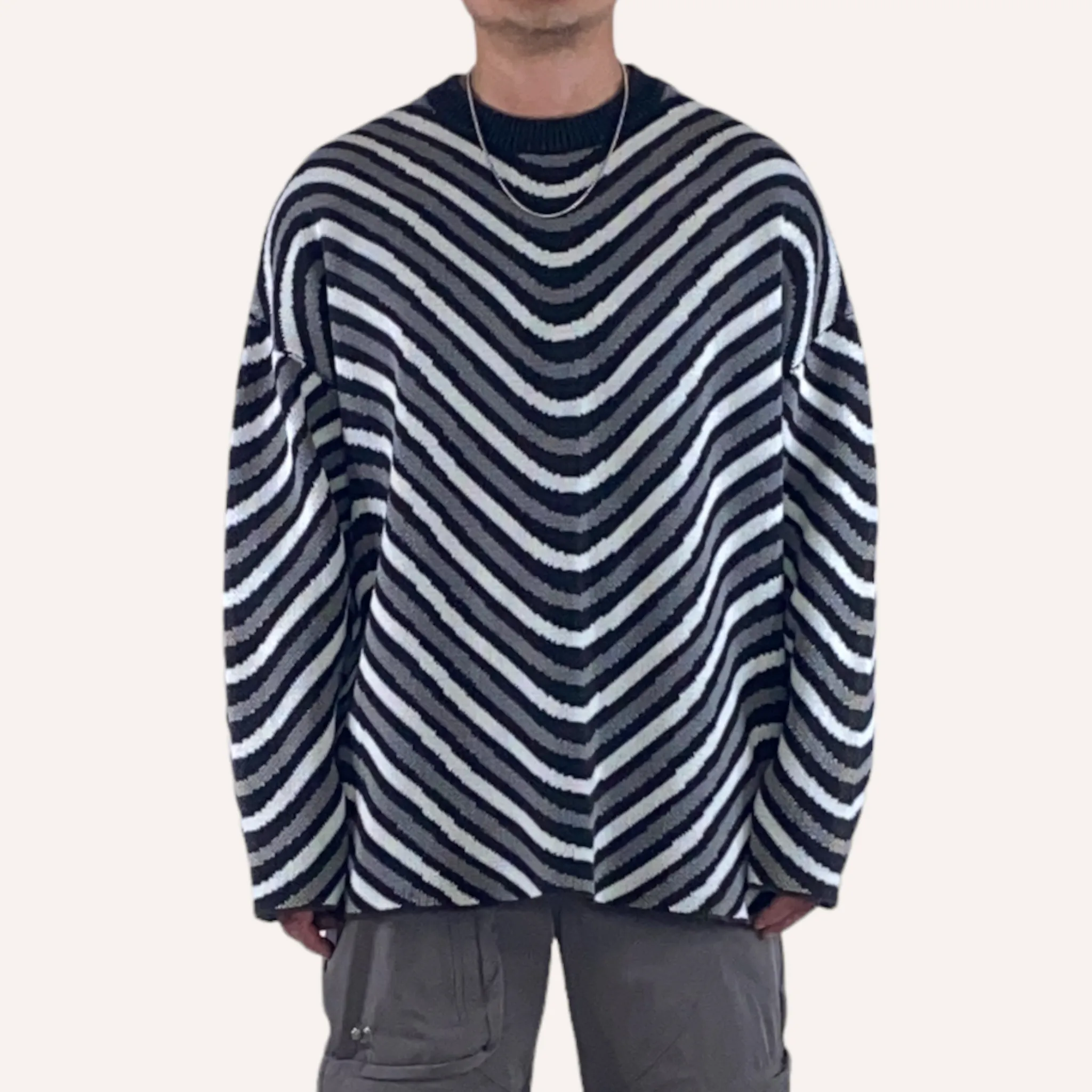 Oversized fit heavyweight jacquard sweater - final sale