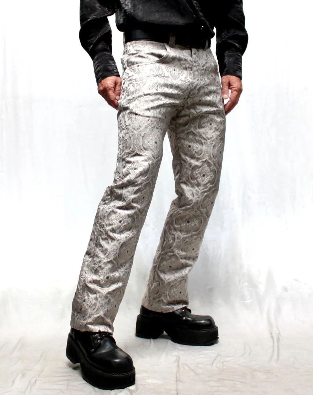 ROCKER PANTS - EDWARDIAN BROCADE - SILVER