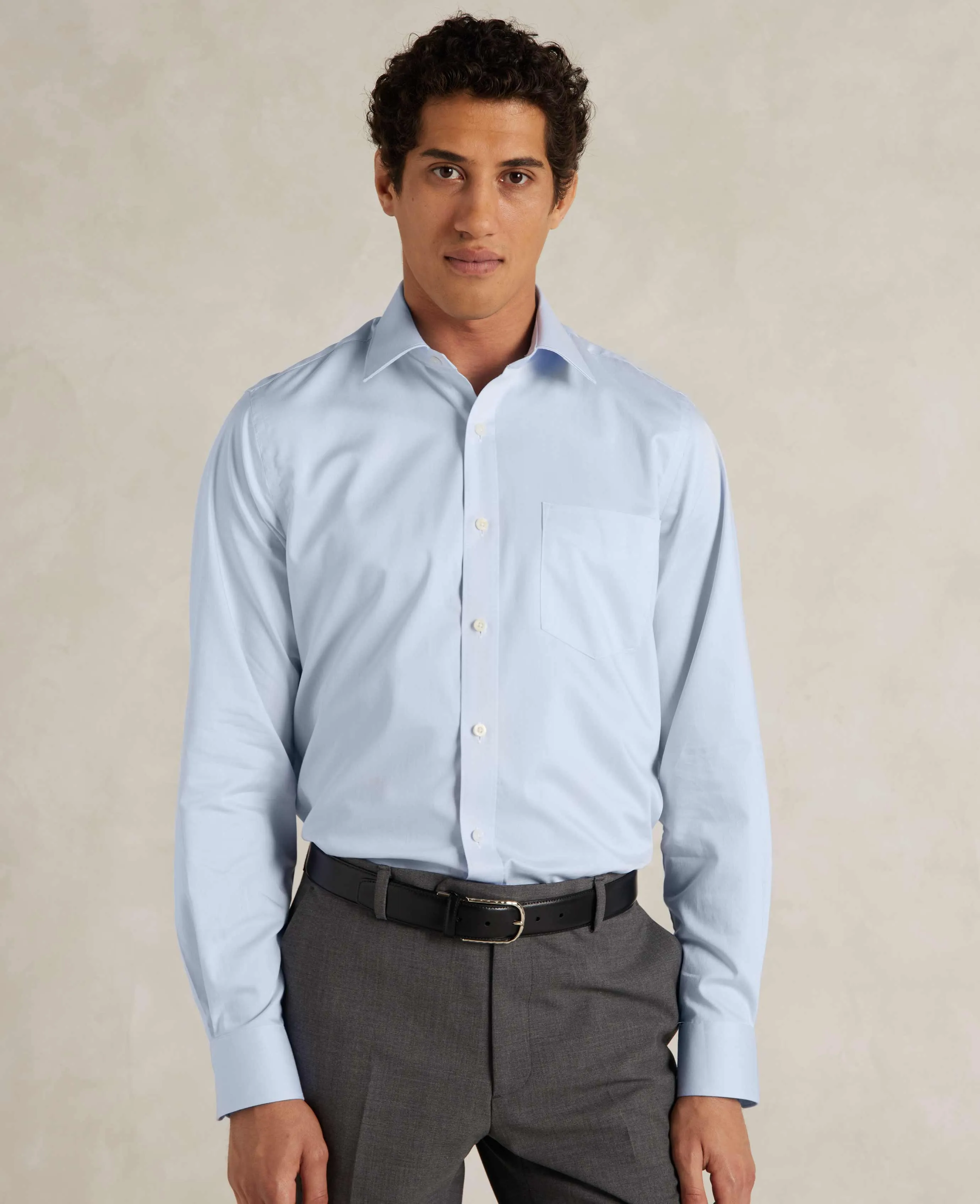 Sky Blue Cotton Twill Classic Fit Shirt - Single or Double Cuff