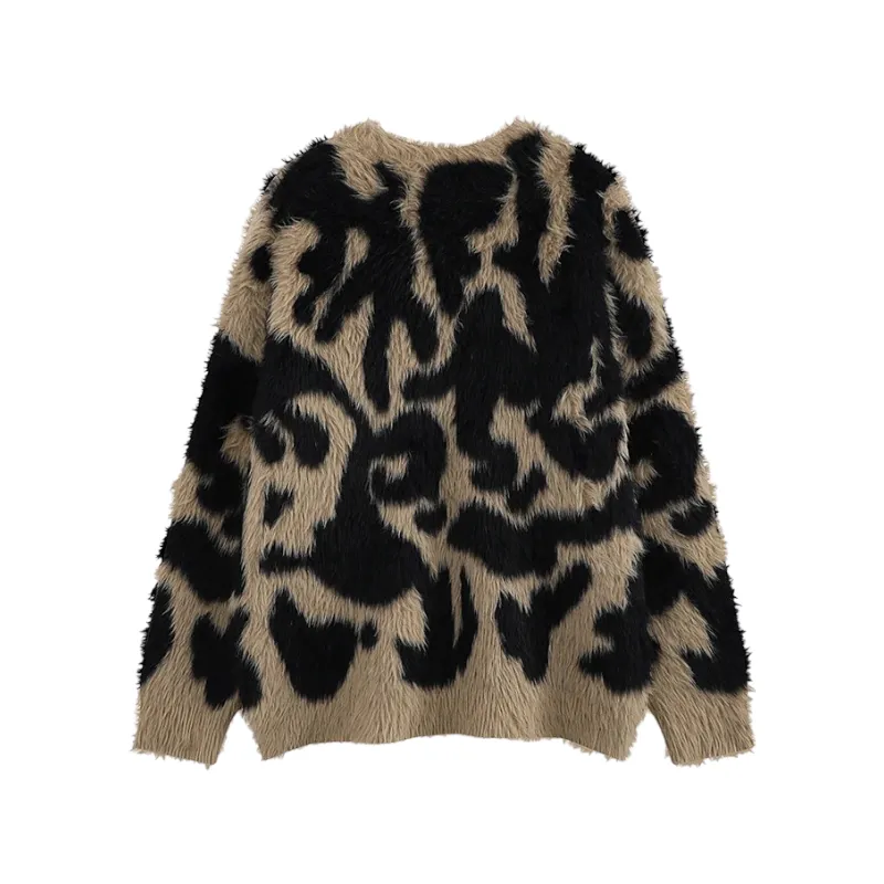 Slouchy fit heavy weight mohair graphic sweater