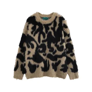 Slouchy fit heavy weight mohair graphic sweater