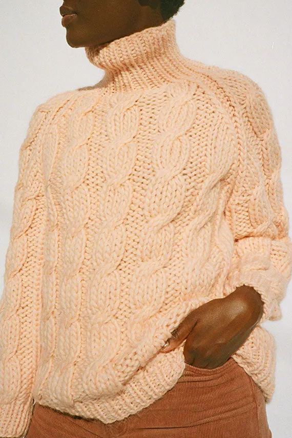 Soft Pink Cable Knit Turtle