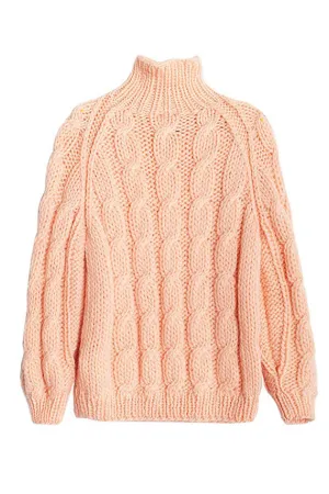 Soft Pink Cable Knit Turtle