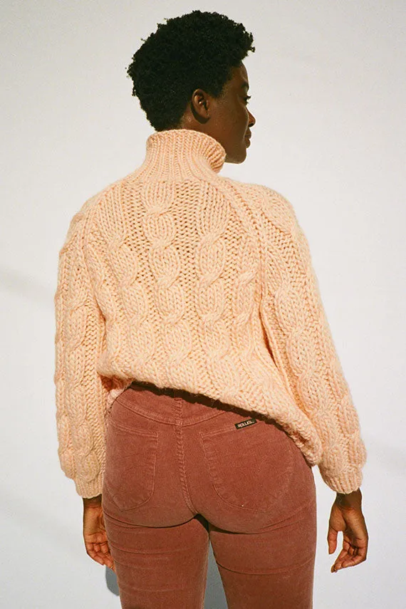 Soft Pink Cable Knit Turtle