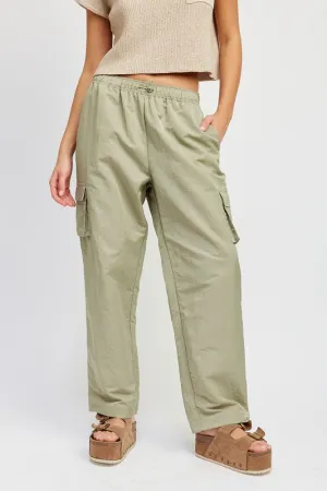 STRAIGHT LEG PANTS WITH ELASTIC WAIST BAND