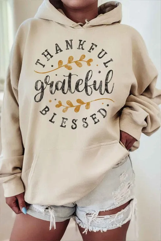 THANKFUL GRATEFUL BLESSED HOODIE PLUS SIZE