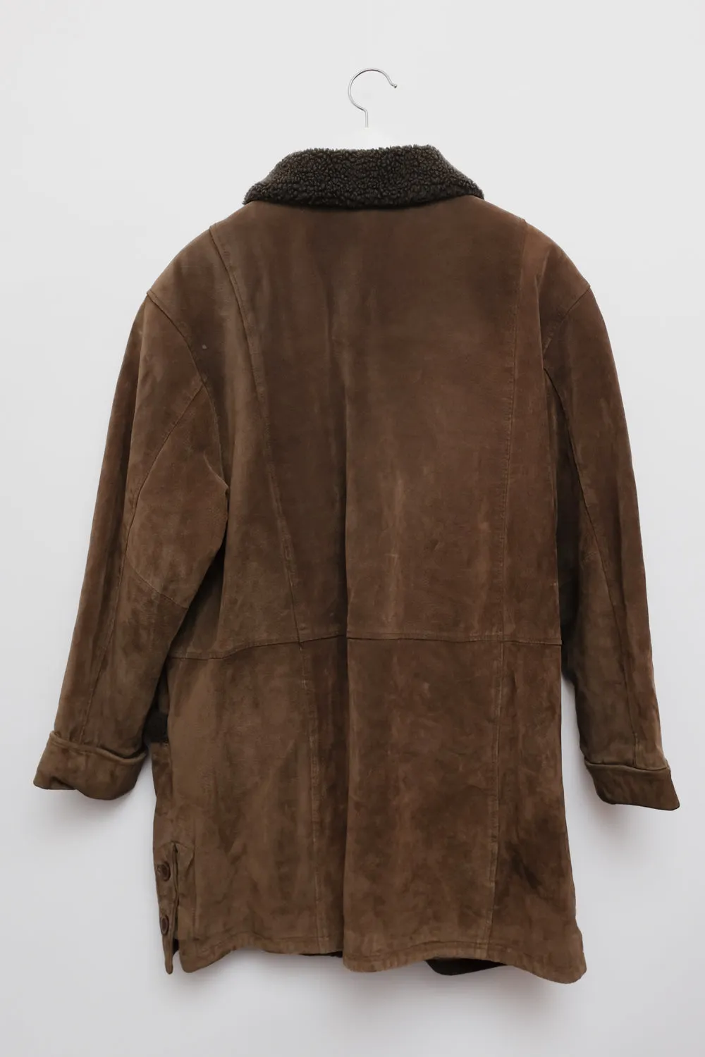 VINTAGE SUEDE BROWN SHEARLING COAT