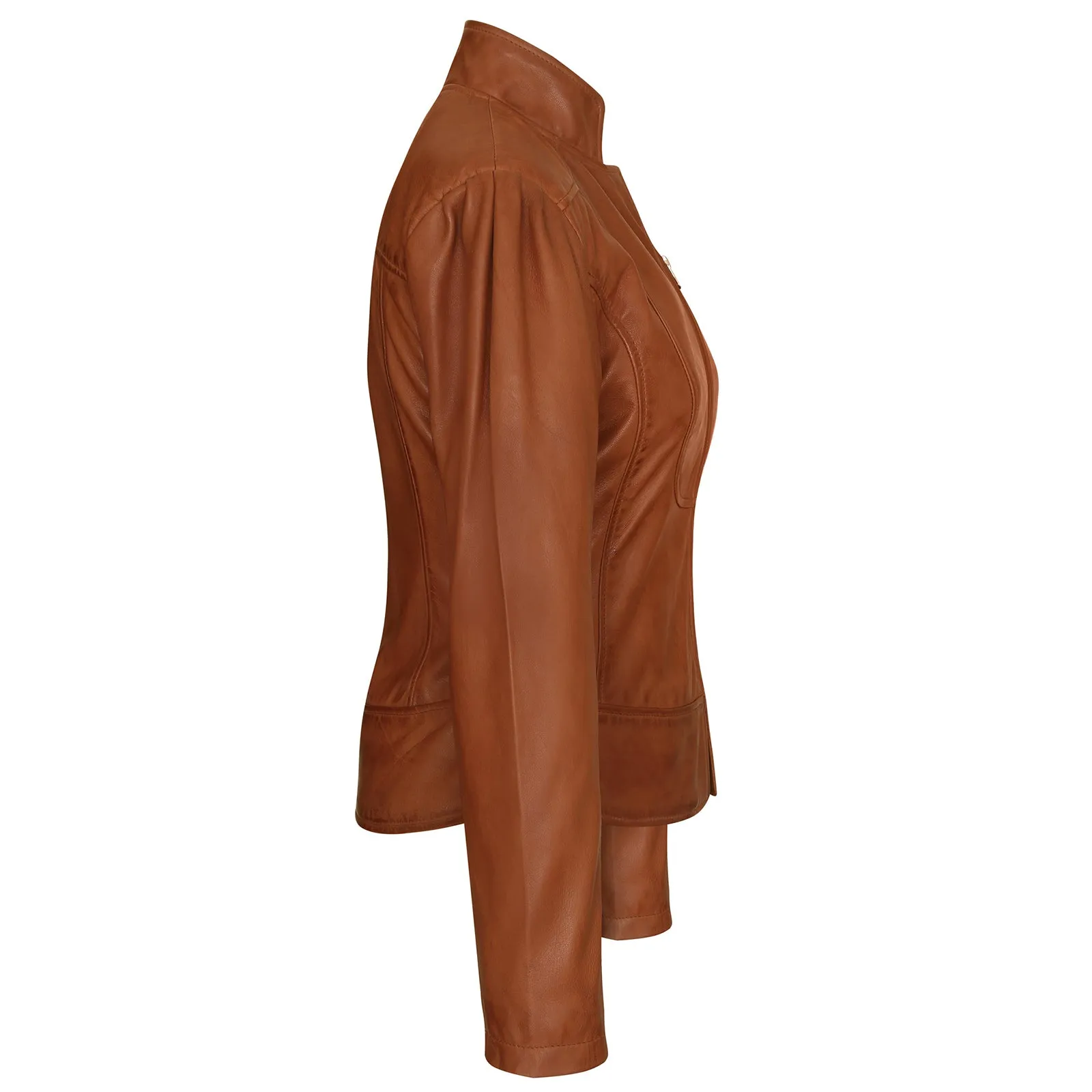 VL650Br Vance Leathers' Ladies Premium Soft Lightweight Brown Fitted Leather Jacket